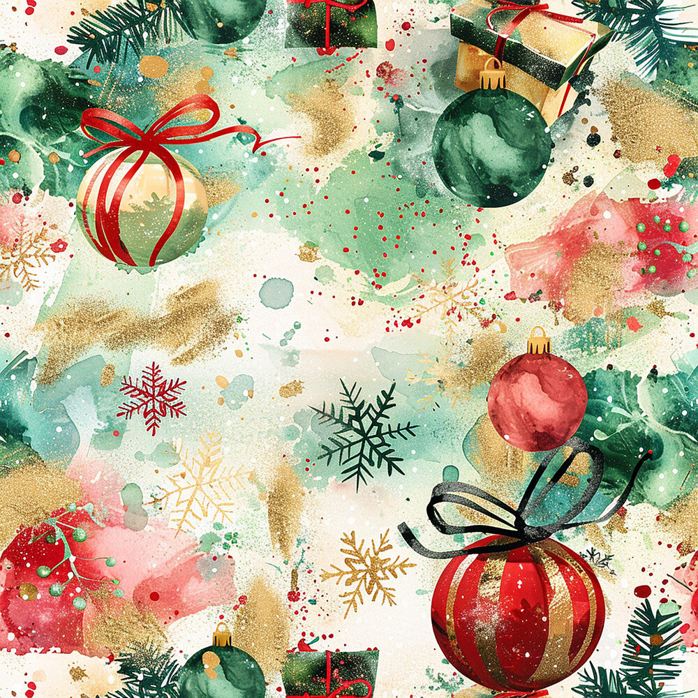 Festive Watercolor Christmas Fat Quarter Bundle