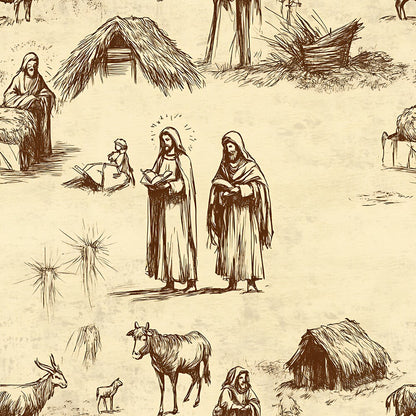 Vintage Nativity Scenes Fat Quarter Bundle
