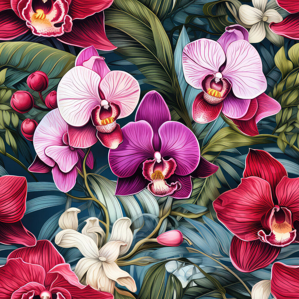 Exotic Orchid Flowers Fat Quarter Bundle