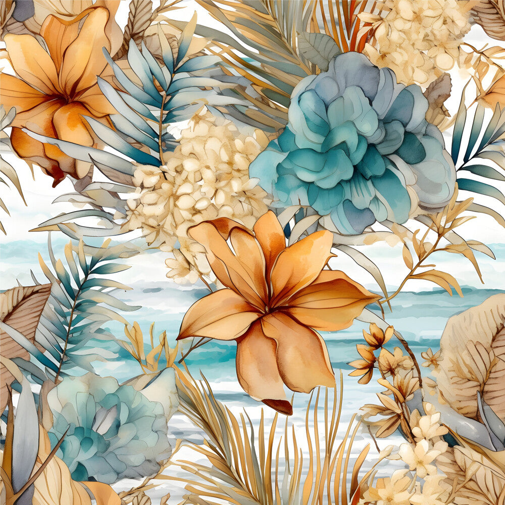 Boho Beach Botanicals Blue Peach Fat Quarter Bundle