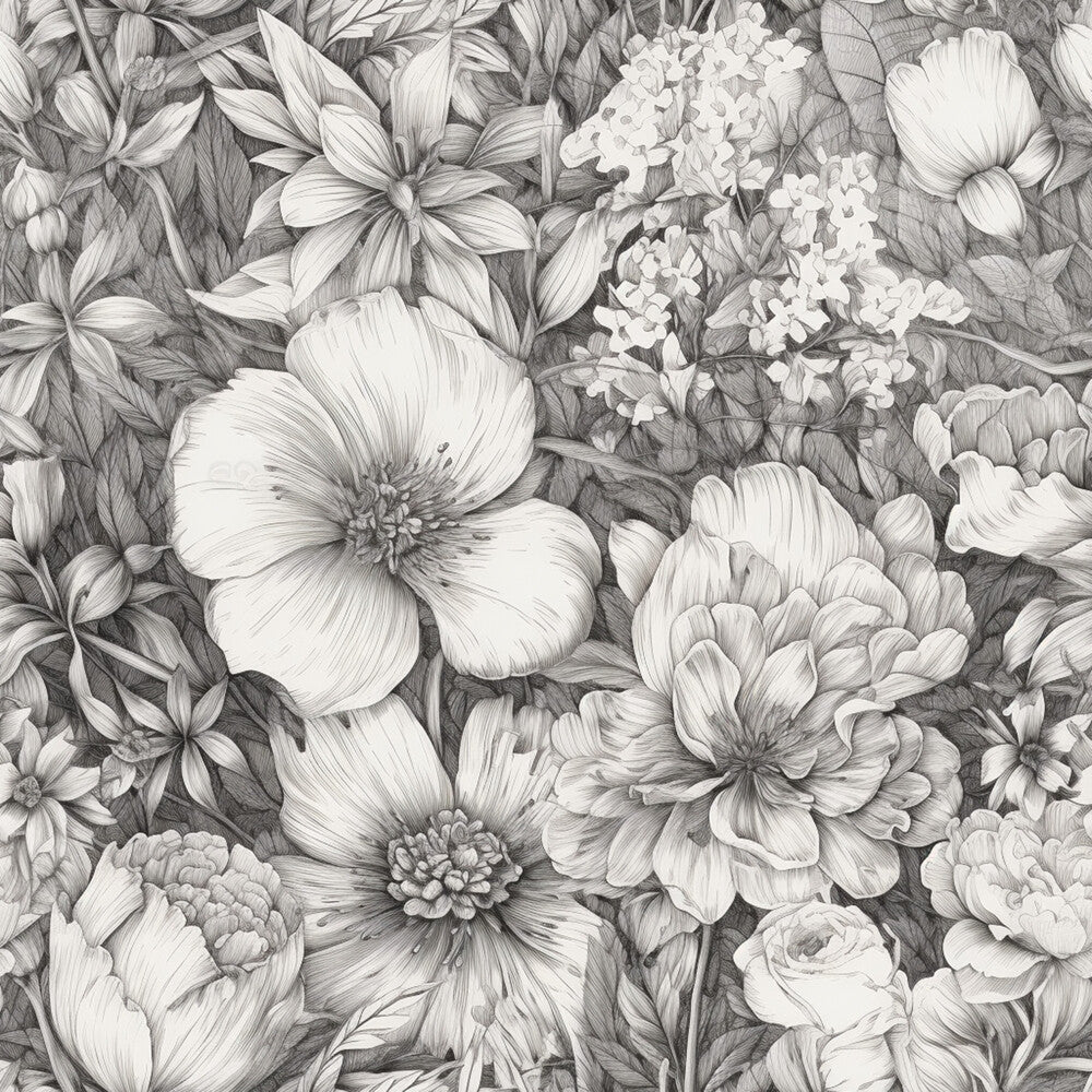 Peonies Pencil Sketched Fat Quarter Bundle