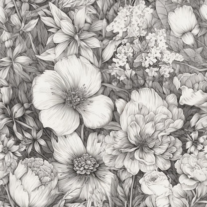 Peonies Pencil Sketched Fat Quarter Bundle