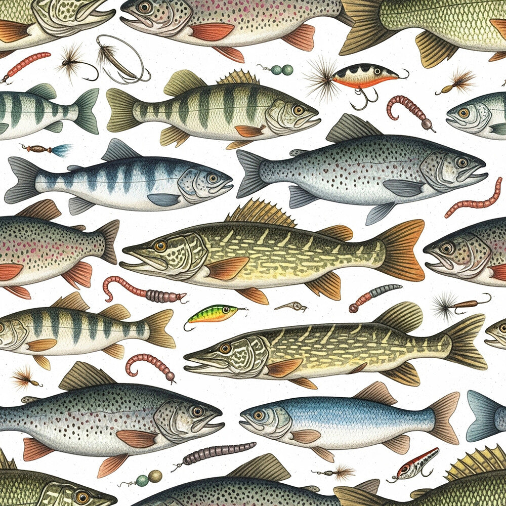 Fishing Lures And Tackle Fat Quarter Bundle