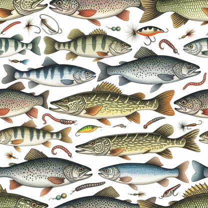 Fishing Lures And Tackle Fat Quarter Bundle