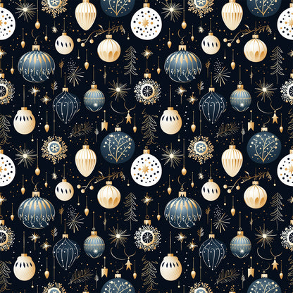 Navy and Cream Christmas Fat Quarter Bundle
