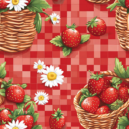 Strawberry Gingham Picnic Fat Quarter Bundle