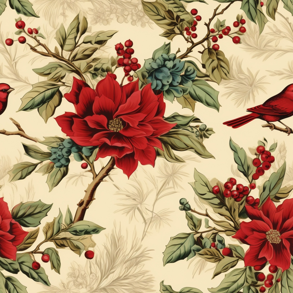 Daily Deal: Vintage Christmas Pattern 8 Quilting Cotton Fabric - 45" x 1 Yard"