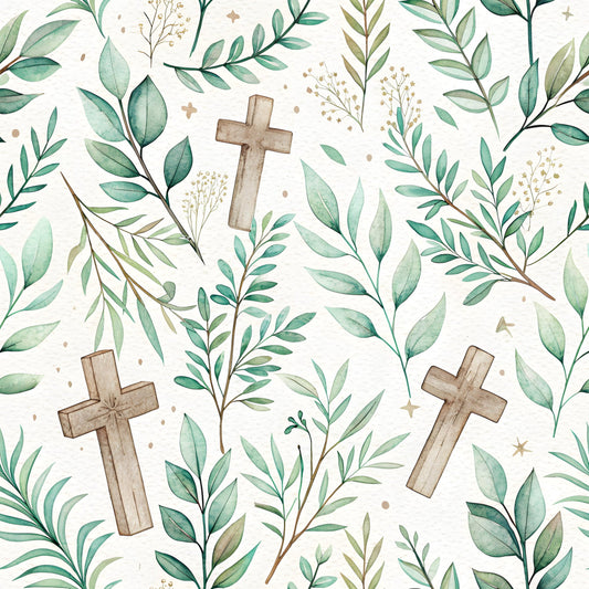 Daily Deal: Floral Christian Faith Pattern 4 Quilting Cotton Fabric - 45" x 3 Yards"