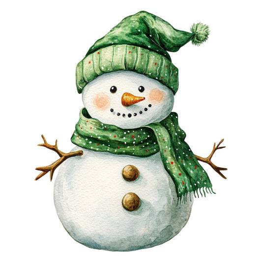 Watercolor Christmas Snowman Fabric Panel 25