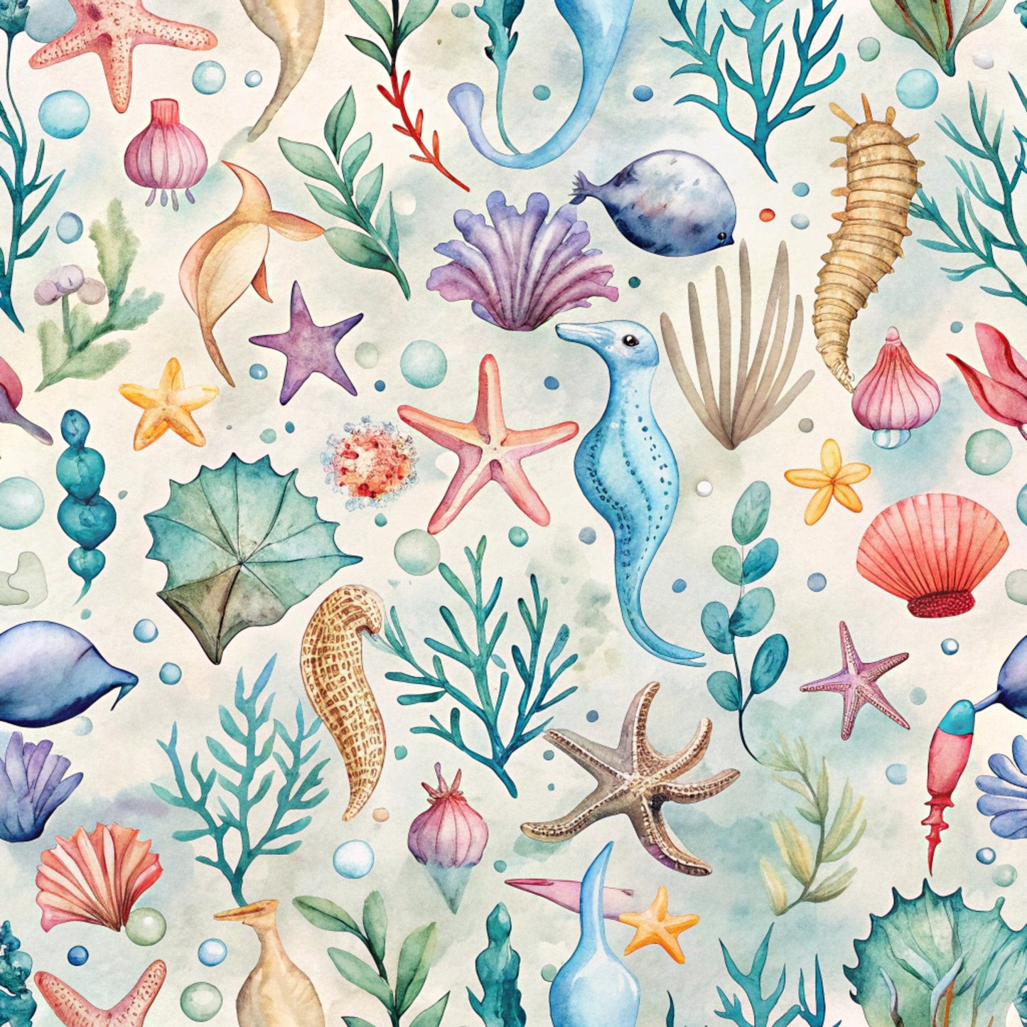 Daily Deal: Magical Sea Pattern 21 Quilting Cotton Fabric - 45" x 1 Yard"