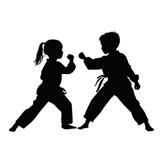 Karate Silhouette Fabric Panel 8