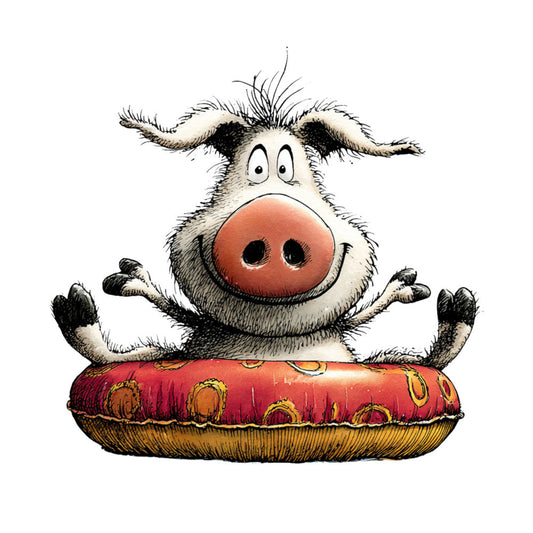 Whimsical Quirky Pool Float Pig Fabric Panel 7
