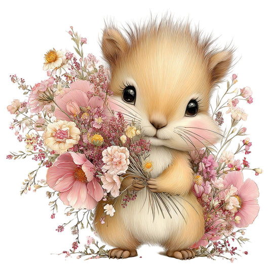Whimsical Summer Squirrel Fabric Panel 38