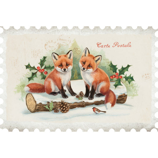 Vintage Christmas Postage Fabric Panel 11