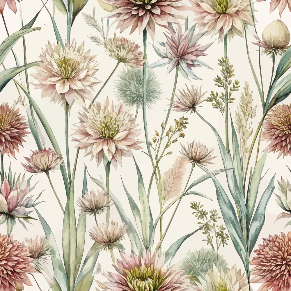 Daily Deal: Art Nouveau Flowering Rush Pattern 1 Quilting Cotton Fabric - 45" x 1 Yard"
