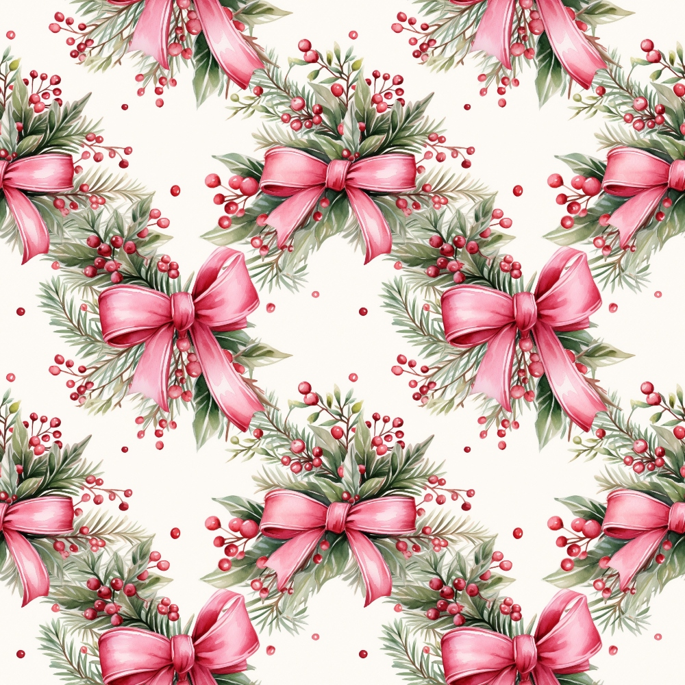 Daily Deal: Vintage Pink Christmas Pattern 10 Quilting Cotton Fabric - 45" x 2 Yards"