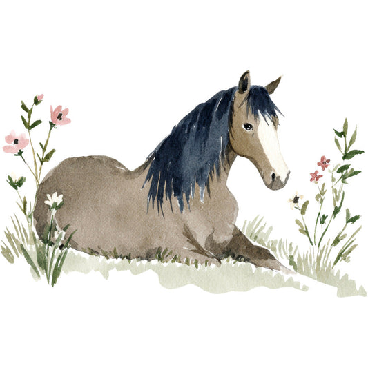 Watercolor Horses Fabric Panel 4
