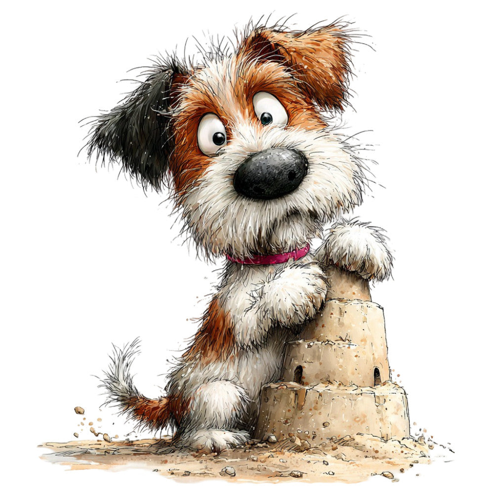 Whimsical Summer Dogs Fabric Panel 28