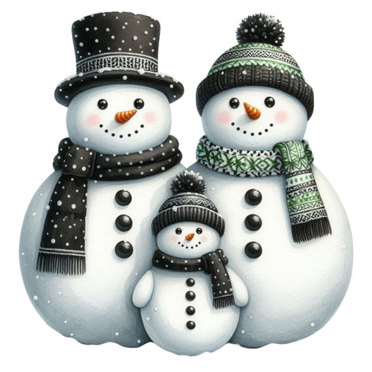 Black Hat Snowmen Fabric Panel 12