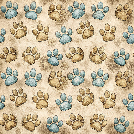 Daily Deal: Dog Paws Pattern 17 Quilting Cotton Fabric - 45" x 1 Yard"