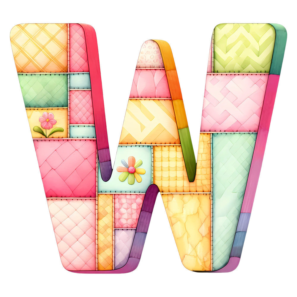 Pink Patchwork Alphabet Fabric Panel 34