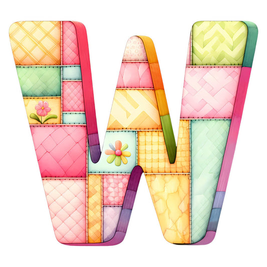 Pink Patchwork Alphabet Fabric Panel 34