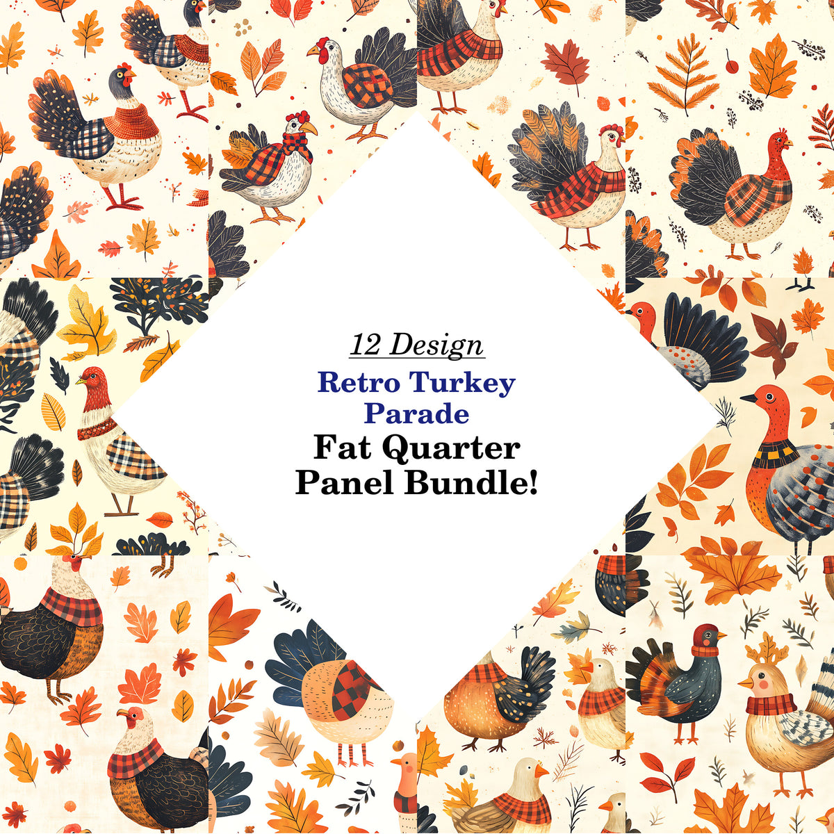 Retro Turkey Parade Fat Quarter Bundle