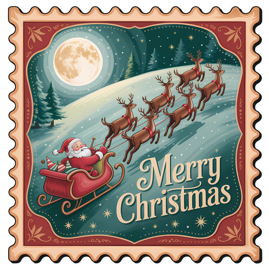Vintage Christmas Stamps Fabric Panel 15
