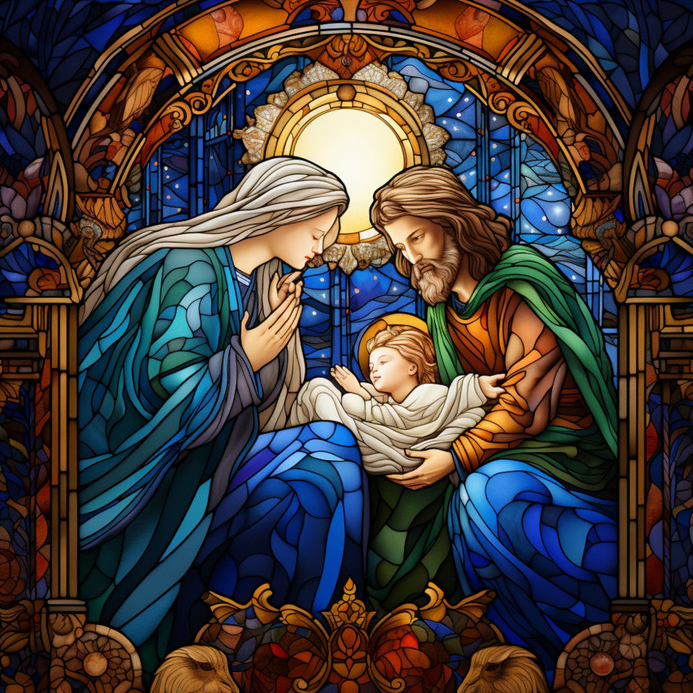 Nativity Stained Glass Fabric Panel 1