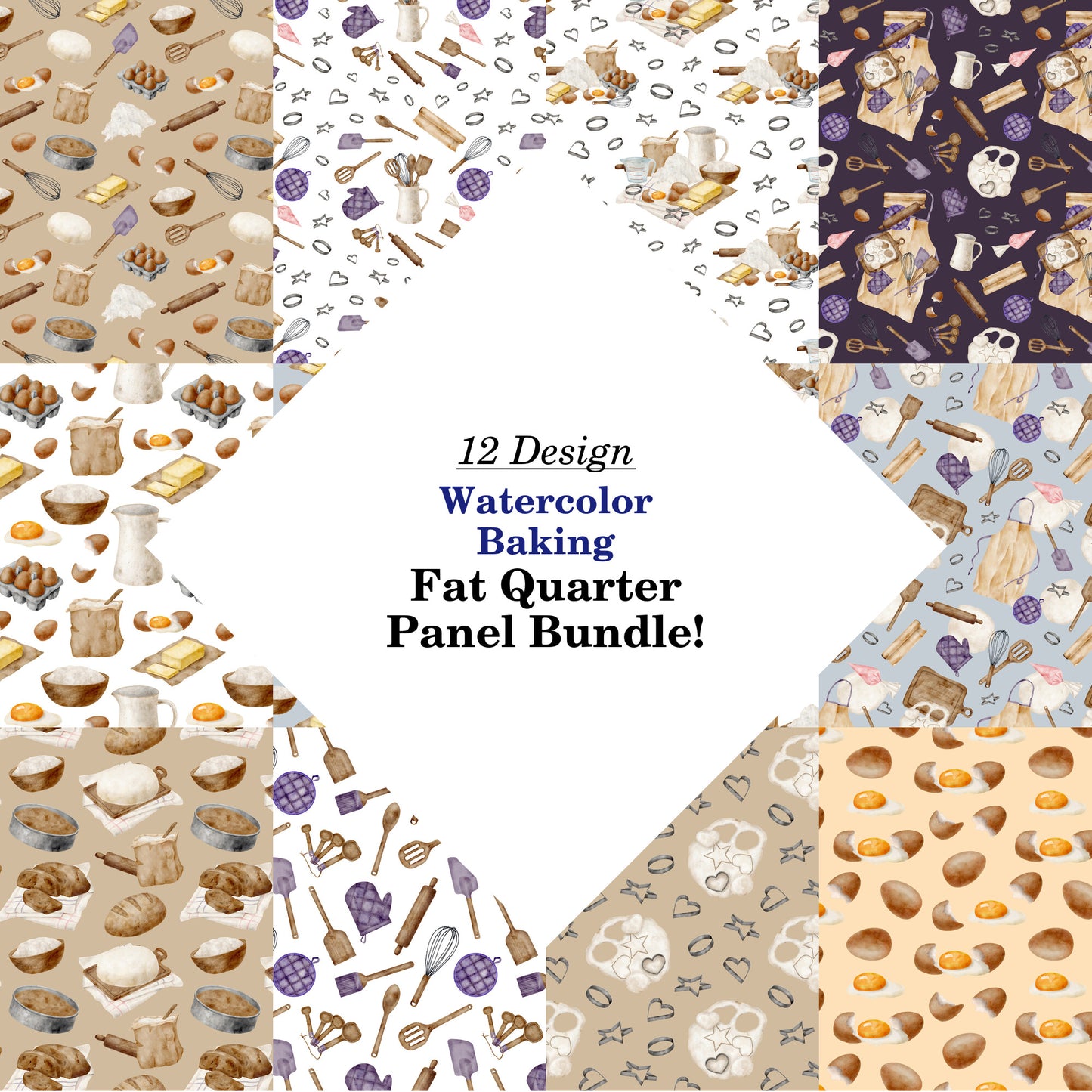 Watercolor Baking Fat Quarter Bundle
