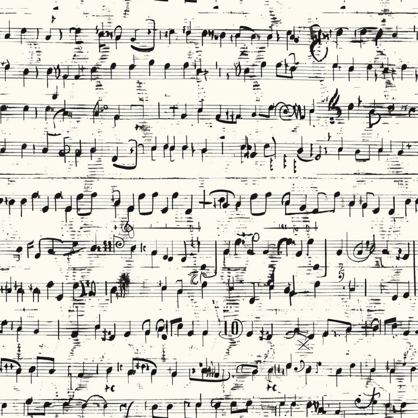 handwritten music, musical notes, sheet music, staff lines, black ink, cream background, vintage manuscript, musical composition, quilting cotton, fabric panel, aged paper, music notation, treble clef, musical symbols, antique style, weathered texture, musical manuscript, cotton fabric, quilting material