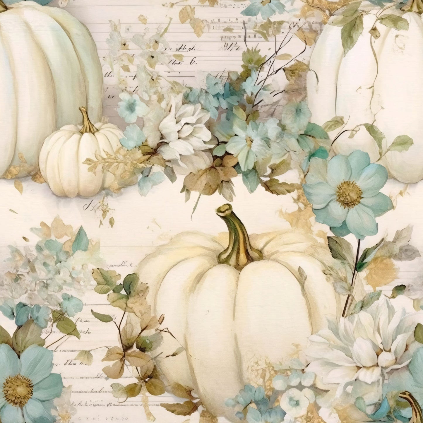 Daily Deal: White Fall Pumpkins Pattern 4 Quilting Cotton Fabric - 45" x 2 Yards"