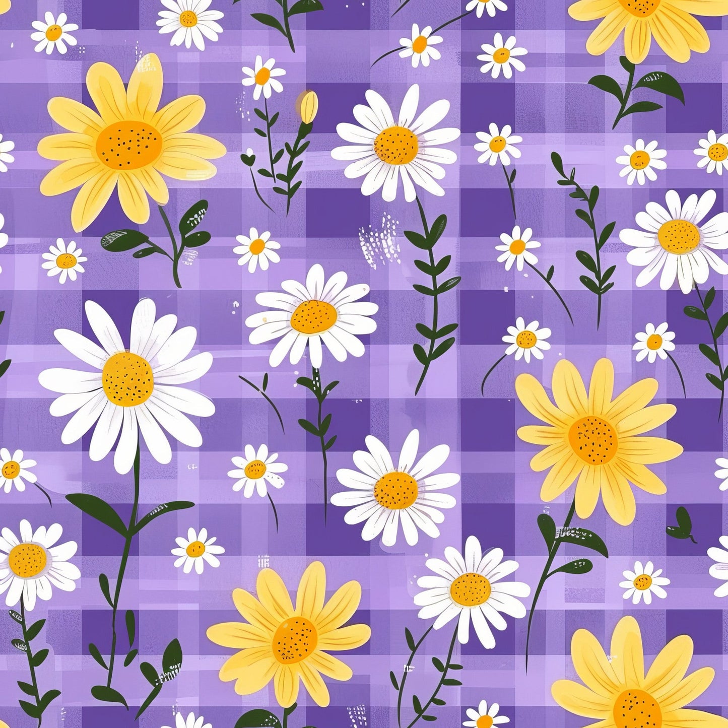 Daily Deal: Spring Floral Plaid Pattern 9 Quilting Cotton Fabric - 45" x 1 Yard"