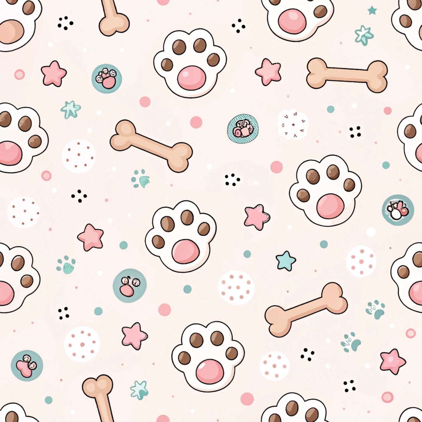 Daily Deal: Dog Paws Pattern 1 Quilting Cotton Fabric - 45" x 2 Yards"