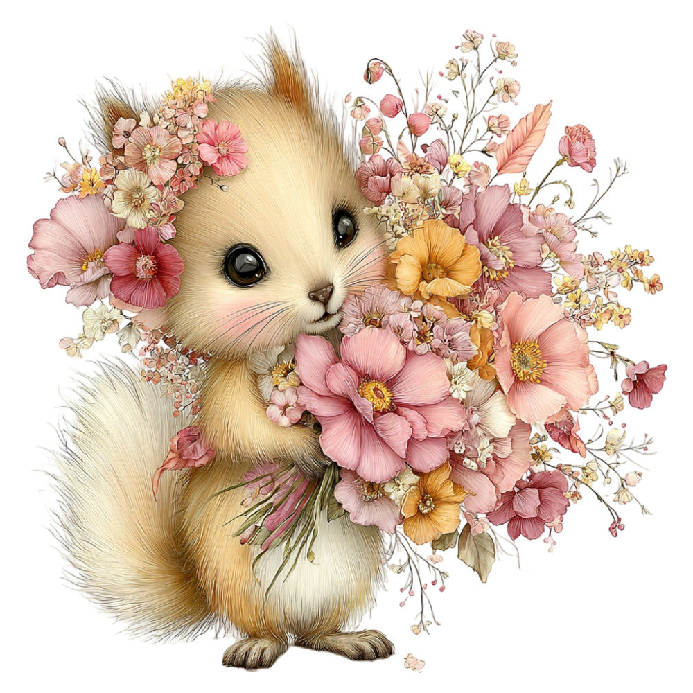 Whimsical Summer Squirrel Fabric Panel 33