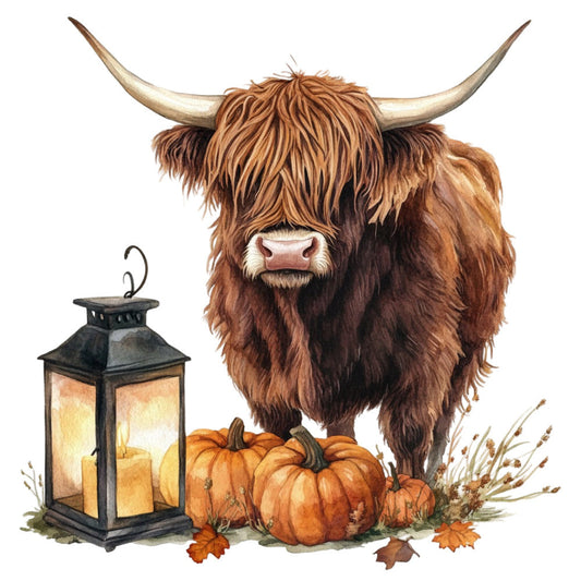 Autumn Highland Cow Fabric Panel 12