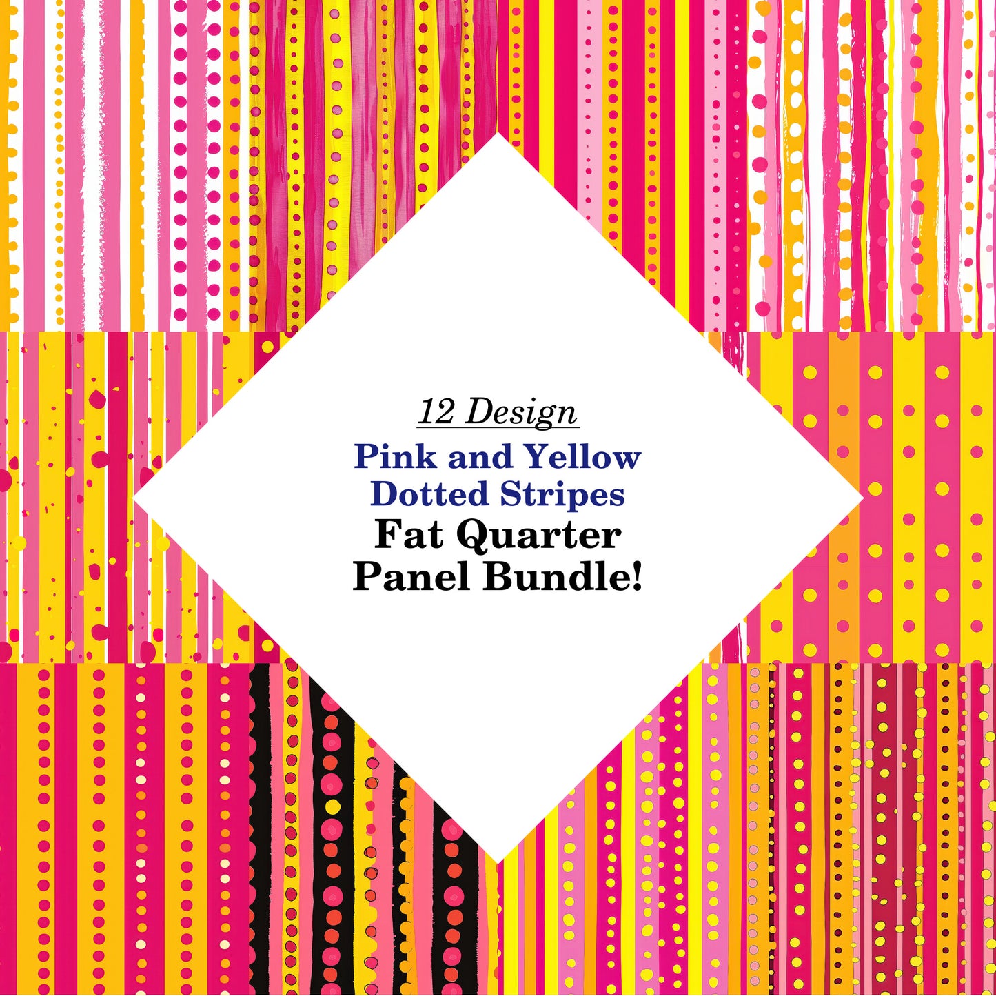 Pink and Yellow Dotted Stripes Fat Quarter Bundle