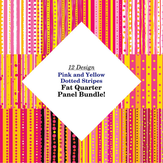 Pink and Yellow Dotted Stripes Fat Quarter Bundle
