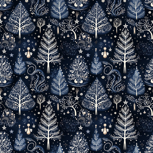 Delft Blue Winter Pattern 2 Quilting Cotton Fabric