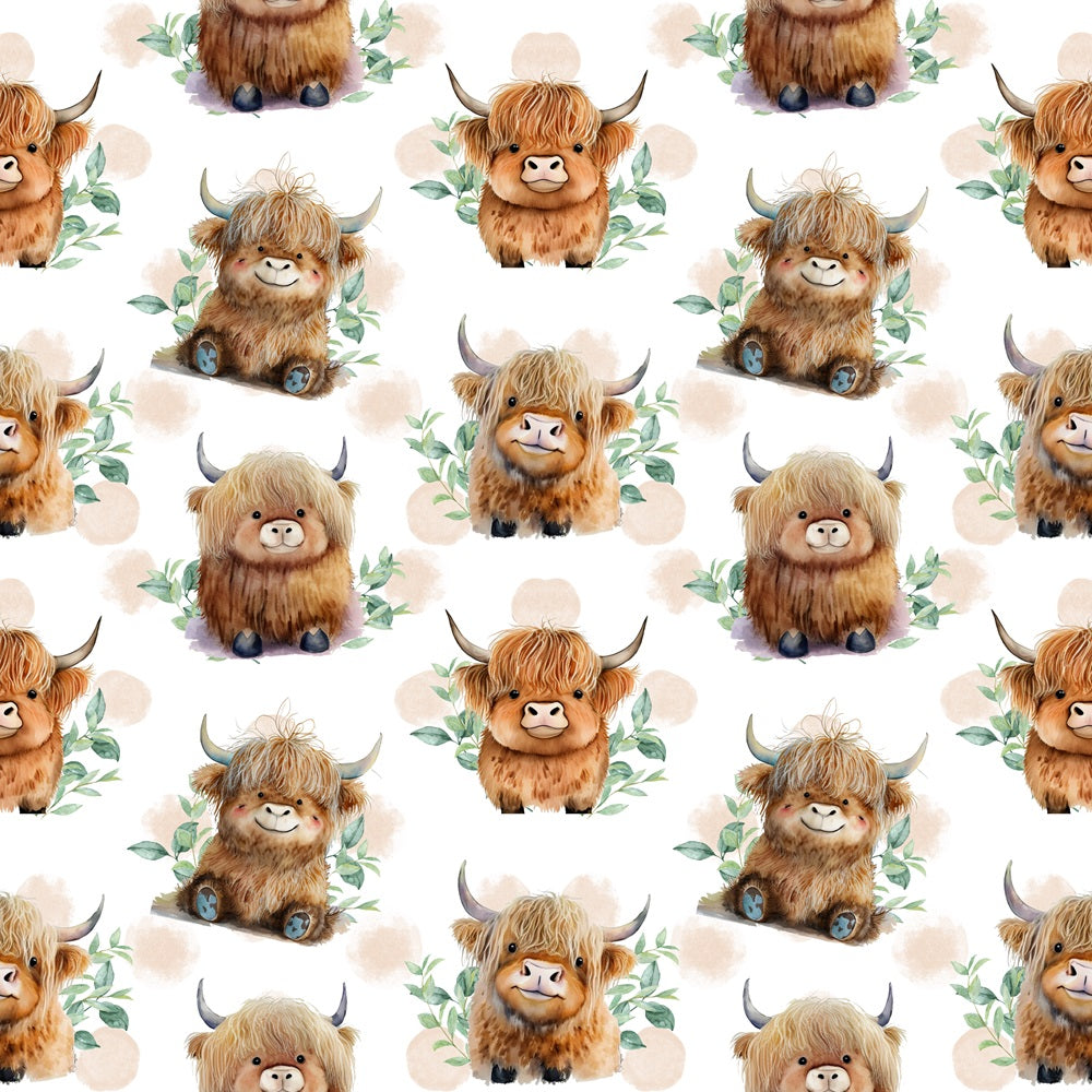 Daily Deal: Cute Baby Highland Cows Quilting Cotton Fabric - 45" x 3 Yards"