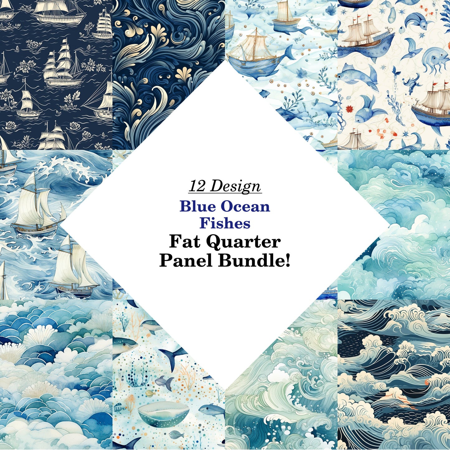 Blue Ocean Fishes Fat Quarter Bundle