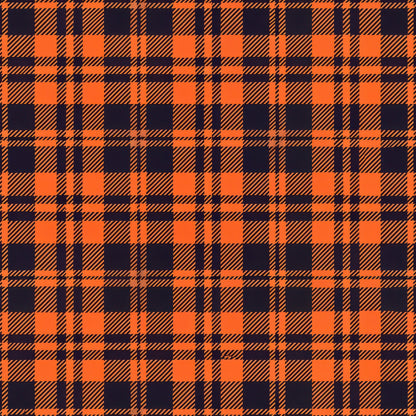 orange, navy blue, gingham, plaid, checkered pattern, diagonal stripes, halloween colors, autumn fabric, quilting cotton, fabric panel, seasonal pattern, geometric design, repeating motif, craft fabric, orange and blue, crosshatch pattern, halloween theme, fall colors, cotton fabric, quilting material