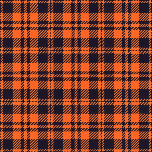 orange, navy blue, gingham, plaid, checkered pattern, diagonal stripes, halloween colors, autumn fabric, quilting cotton, fabric panel, seasonal pattern, geometric design, repeating motif, craft fabric, orange and blue, crosshatch pattern, halloween theme, fall colors, cotton fabric, quilting material