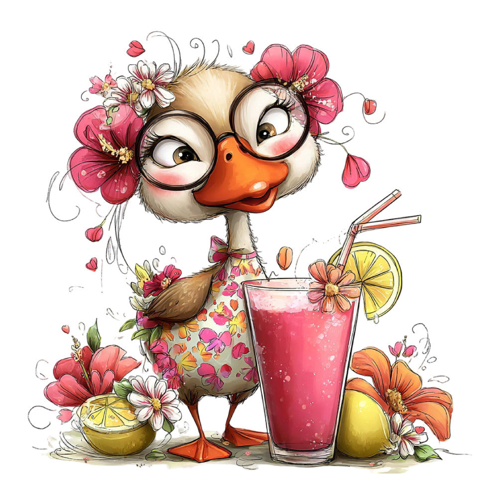 Whimsical Summer Goose Fabric Panel 30