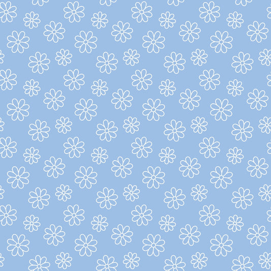 Daily Deal: Periwinkle Dreams White Daisies Outline Quilting Cotton Fabric - 45" x 2 Yards"