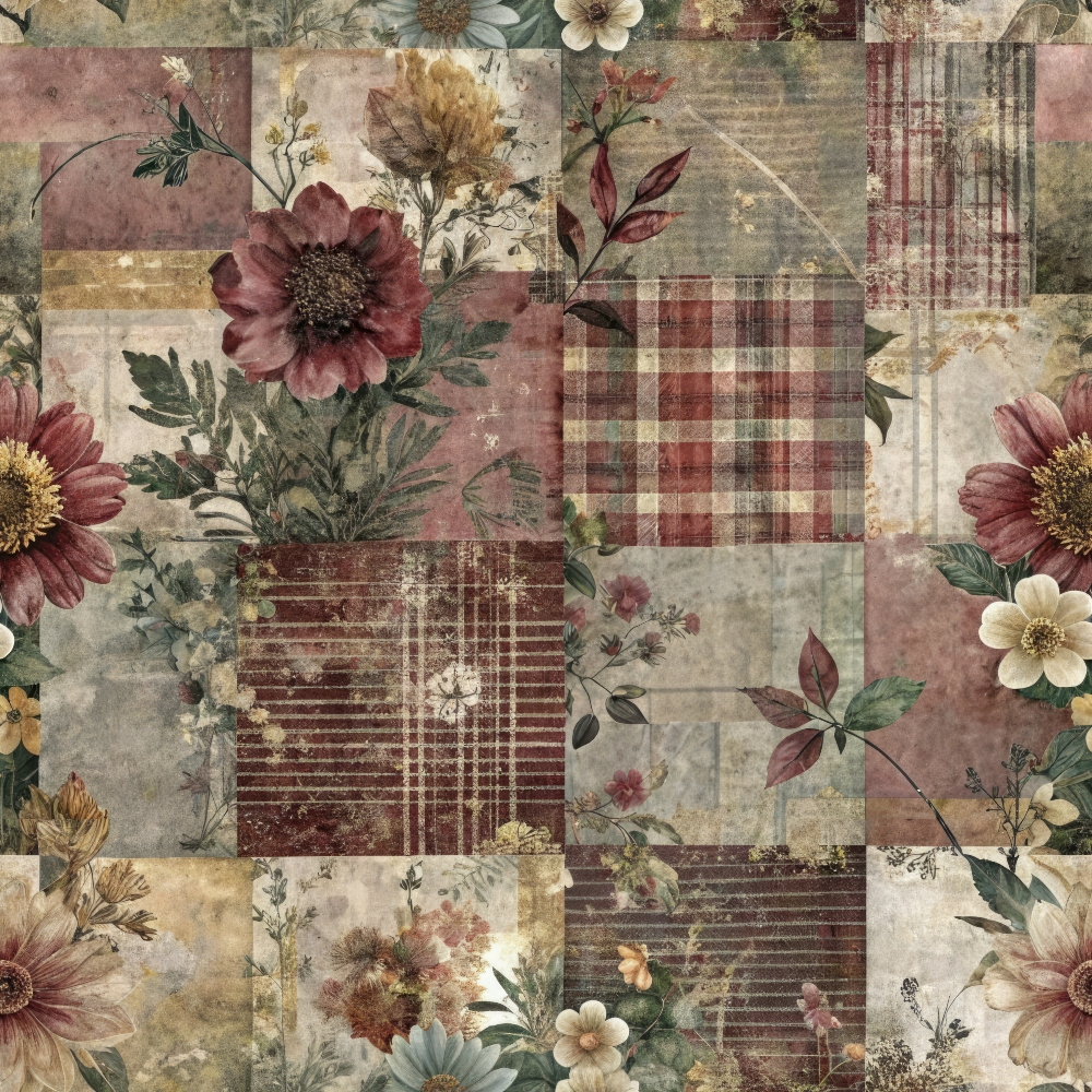 Daily Deal: Patched Memories Pattern 8 Quilting Cotton Fabric - 45" x 1 Yard"