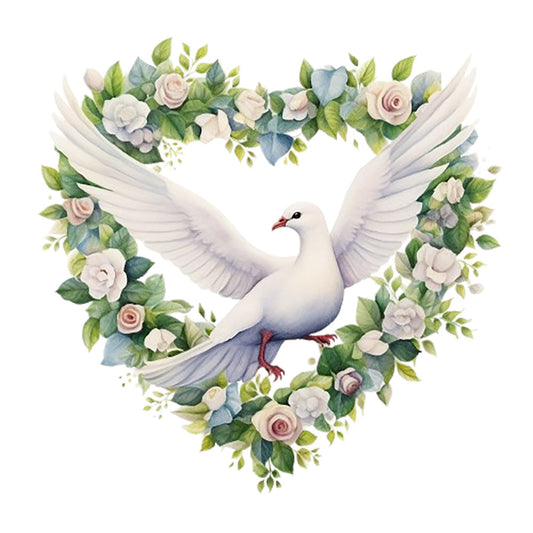 Spring White Doves Fabric Panel 9