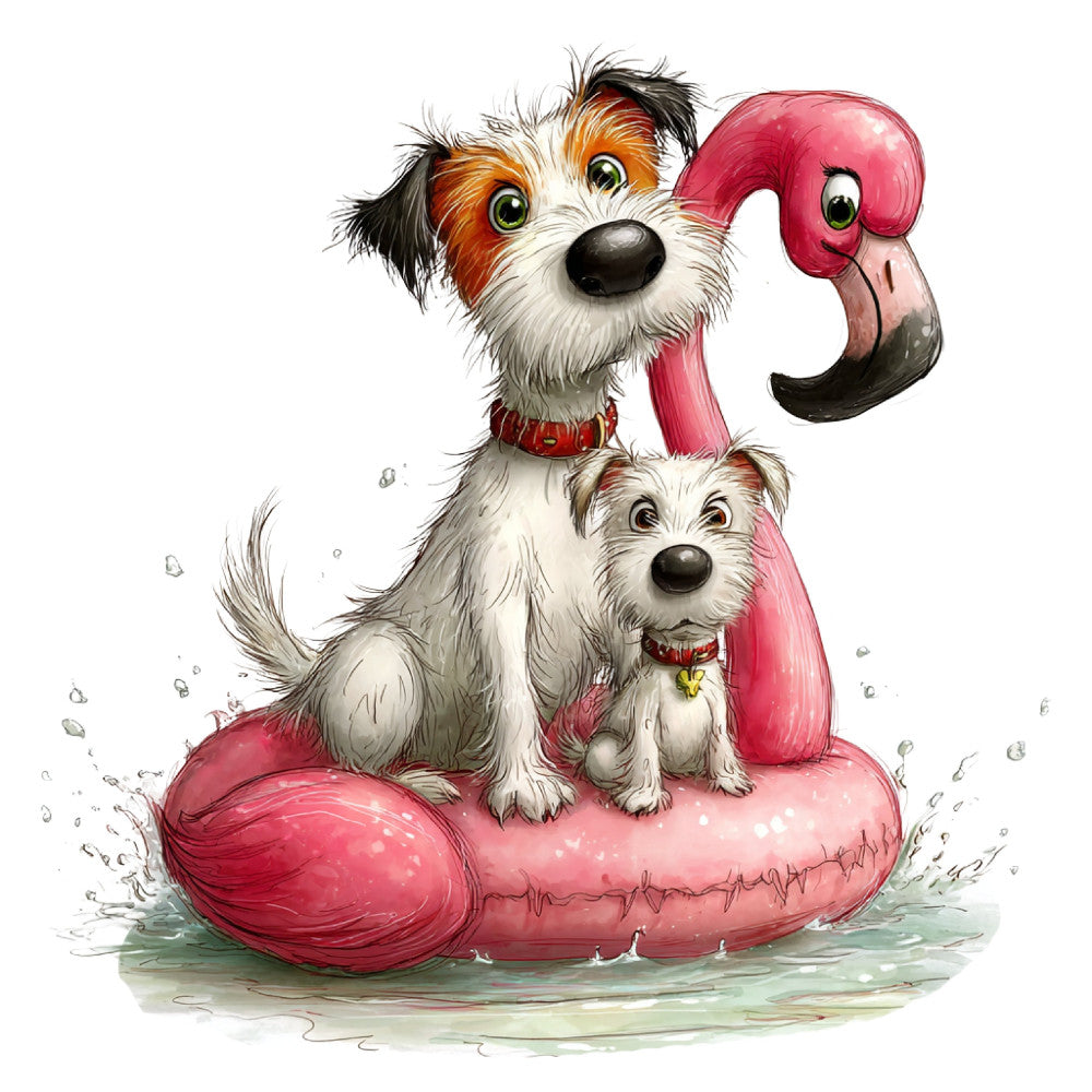 Whimsical Summer Dogs Fabric Panel 6