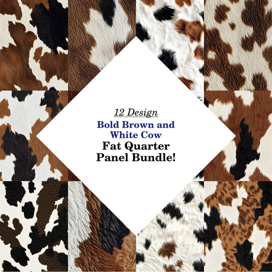 Bold Brown and White Cow Fat Quarter Bundle
