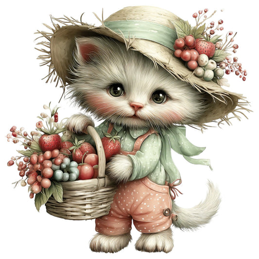 Summer Fruit Basket Animals Fabric Panel 6